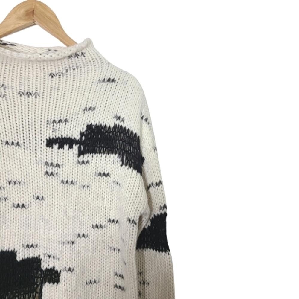 HOLT RENFREW HR2 Cream & Black Long Sleeves Turtleneck Sweater Women's Size M - Picture 6 of 14